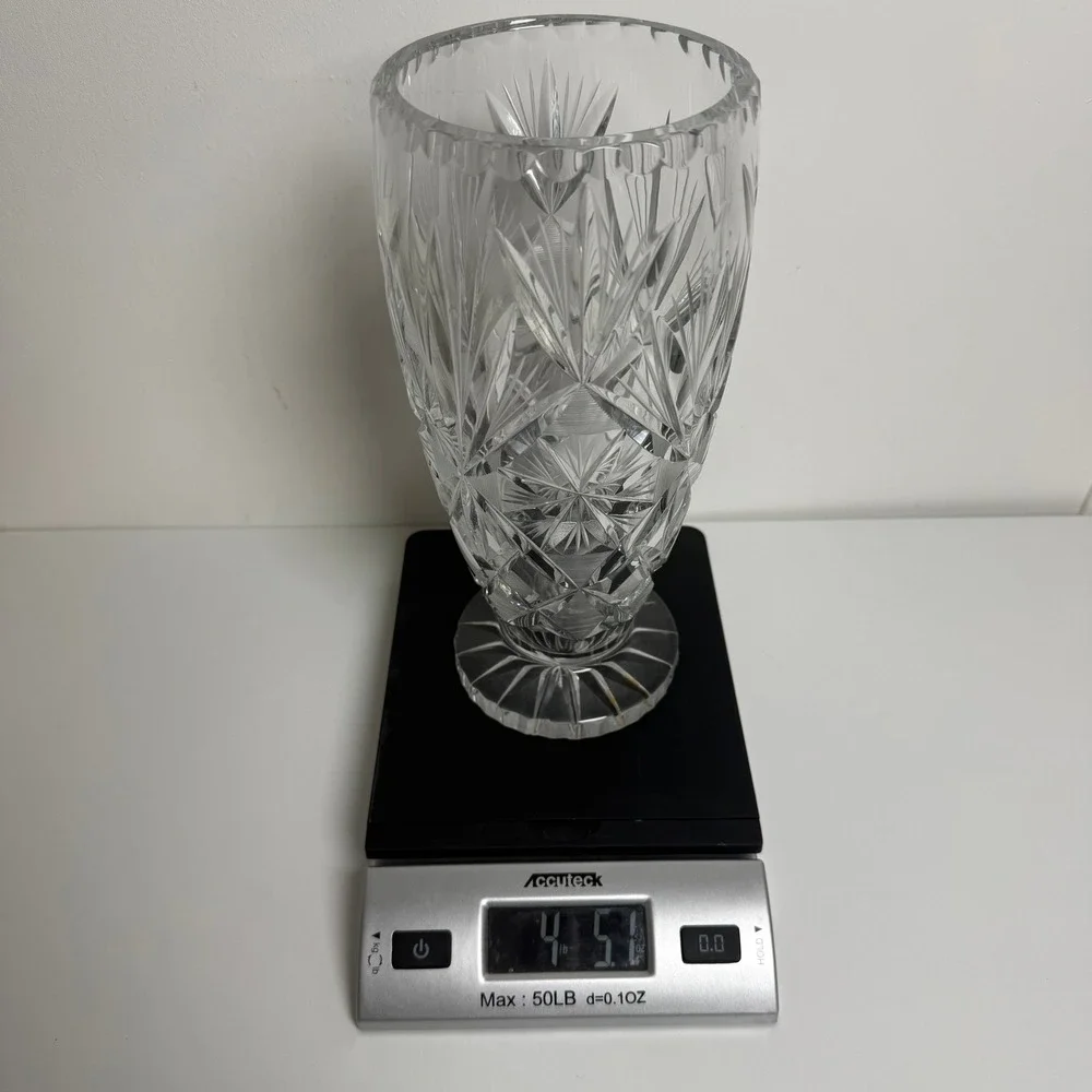 Cut Crystal Vase Pedestal 10.5in Clear Pinwheel Starburst Vintage‎ Decor